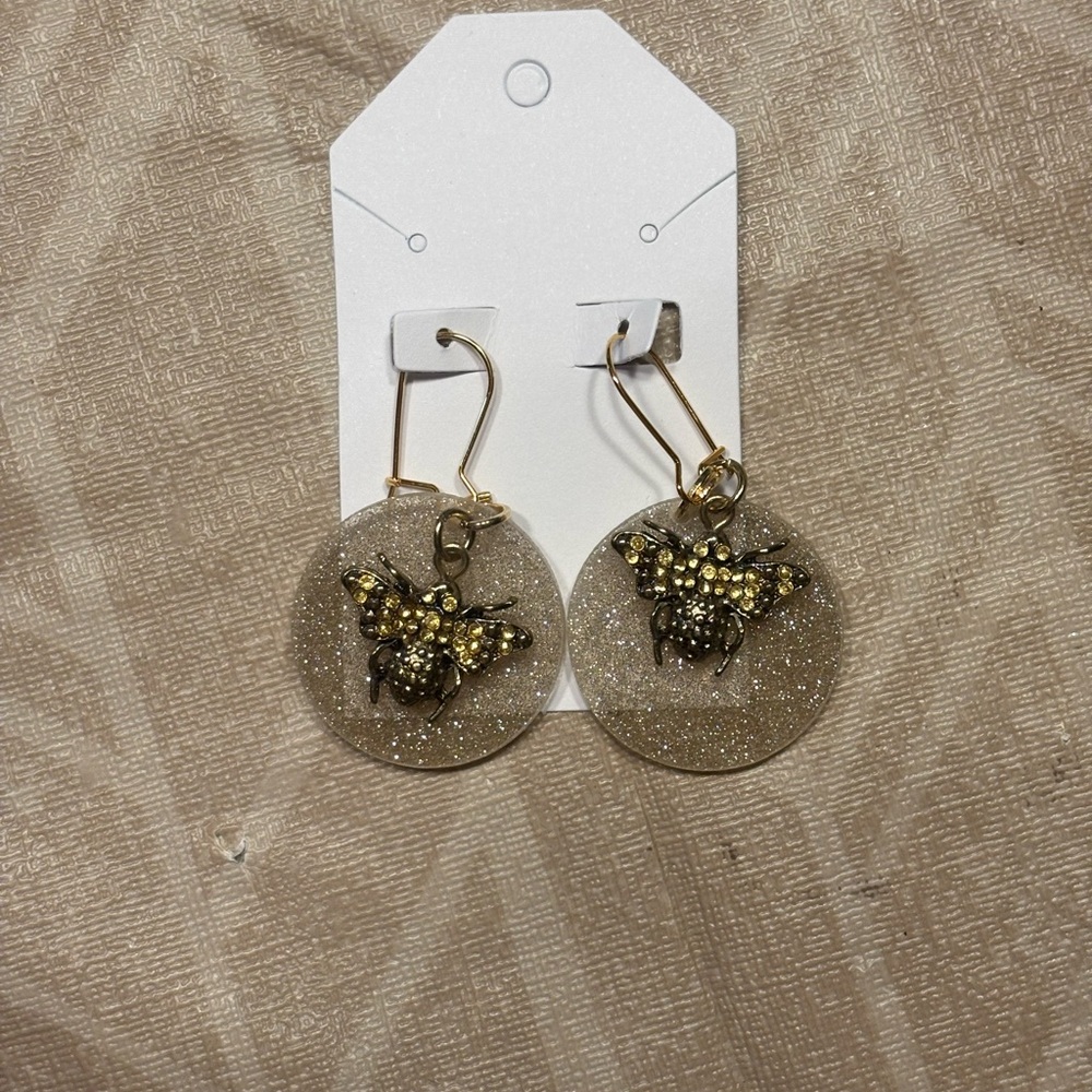 Gold Bee Dangle Earrings